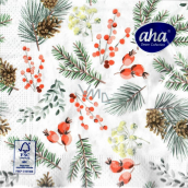 Aha Paper napkins 3 layers 33 x 33 cm 20 pieces Christmas rosehip, twigs