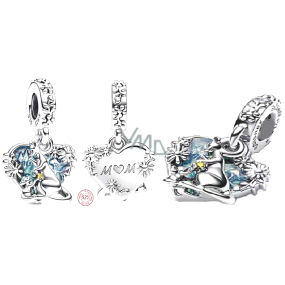 Sterling silver 925 Disney Winnie the Pooh, Kangaroo + Kangaroo Mom, family bracelet pendant