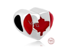 Charm Sterling silver 925 Canadian flag bead on travel bracelet