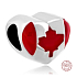 Charm Sterling Silver 925 Canadian Flag Heart - I Love Canada, Travel Bracelet Bead