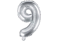 Ditipo Inflatable foil balloon number 9 silver 35 cm 1 piece