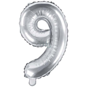 Ditipo Inflatable foil balloon number 9 silver 35 cm 1 piece