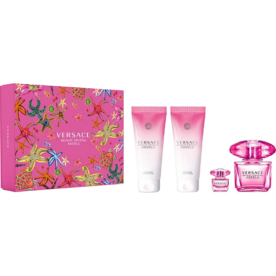Versace Bright Crystal Absolu Eau de Parfum 90 ml + Body Lotion 100 ml + Shower Gel 100 ml + Eau de Parfum Miniature 5 ml, gift set for women