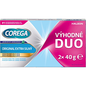 Corega Original Fixative Cream for Dentures Extra Strong 2 x 40 g