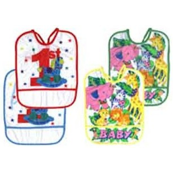 Junior Joy bib with PVC pocket, various colors and designs, 1 piece