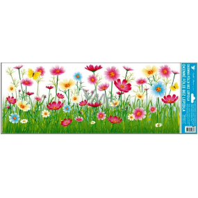 Window foil without glue meadow pink flowers stripe 60 x 22, 5cm