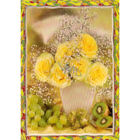 Nekupto Postcard Yellow Roses