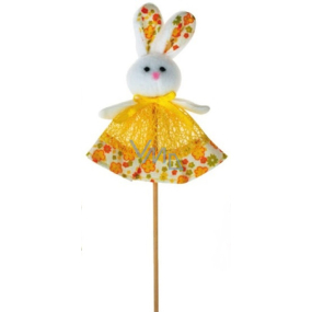 Bunny made of fabric yellow skirt recess 10 cm + skewers