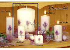 Lima Flower Lavender Scented Candle White with Lavender Print Cylinder 110 x 150 mm 1 piece