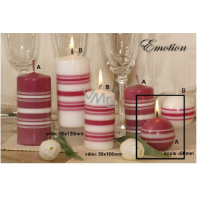 Lima Fresh Line Emotion scented candle pink - white stripes ball diameter 60 mm 1 piece