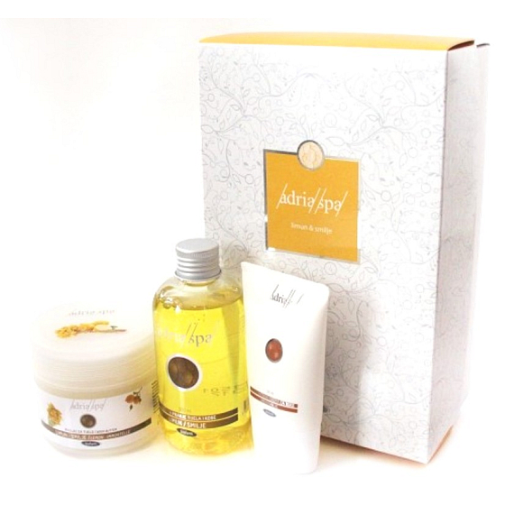 Adria Spa Citron & Immortelle regenerative shower gel 50 ml + bath salt + body lotion, Travel mini set