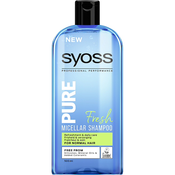 Syoss Pure Fresh refreshment and day care, micellar shampoo for normal hair 500 ml