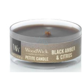 WoodWick Black Amber & Citrus - Black ambergris and citrus scented candle with wooden wick petite 31 g