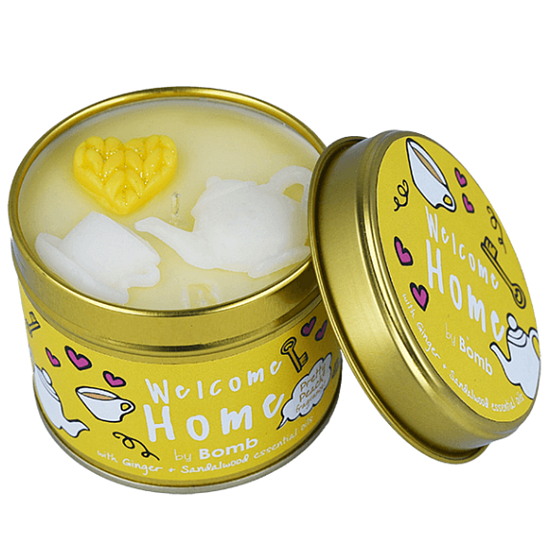 Bomb Cosmetics Welcome Home - Scented natural, handmade candle in a tin can burns up to 35 hours