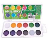 Koh-i-Noor Aniline-brilliant water colours, white ground 22,5 mm 12 colours