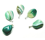 Agate green Trommel pendant natural stone 2,2-3 cm, 1 piece, symbolizes the element earth