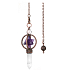 Amethyst Merkaba pendulum + clear quartz + bronze, natural stone pendant 7,7 cm, chain approx. 26,5 cm