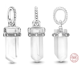 Charm Sterling Silver 925 Milky White Amulet, Pendulum Imitation Crystal, Bracelet Pendant