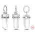 Charm Sterling Silver 925 Milky White Amulet, Pendulum Imitation Crystal, Bracelet Pendant