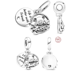 Charm Sterling silver 925 Teddy bear, fox and squirrel 2in1, friendship bracelet pendant