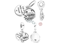 Charm Sterling silver 925 Teddy bear, fox and squirrel 2in1, friendship bracelet pendant