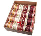 Ditipo Christmas fabric ribbon with wire Dark red, golden threads 3 m x 25 mm