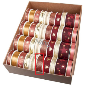 Ditipo Christmas fabric ribbon with wire Dark red, golden threads 3 m x 25 mm