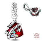 Charm Sterling Silver 925 Christmas Heart, Pendant for Christmas Bracelet
