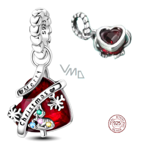 Charm Sterling Silver 925 Christmas Heart, Pendant for Christmas Bracelet
