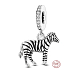 Charm Sterling Silver 925 Zebra Horse in Pajamas, Animal Bracelet Pendant
