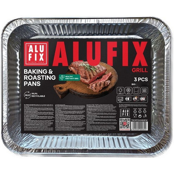 Alufix universal aluminum grilling tray 32 x 26 x 4.5 cm, 3 pcs