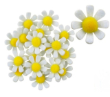 Felt flowers with white decoration sticker 3.5 cm in a box of 18 pieces