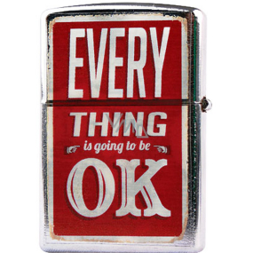 Bohemia Gifts Retro metal petrol lighter with print Everything Is Ok 5.5 x 3.5 x 1.2 cm