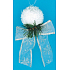 White ball with a silver ribbon for hanging 16 cm