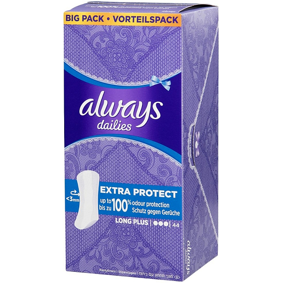 Always Dailies Extra Protect Long Plus with a gentle scent pantyliners 44 pieces