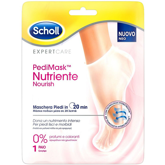 Scholl PediMask Expert Care Coconut Oil 20 minute nourishing foot mask with coconut oil, 1 pair of slip-on socks