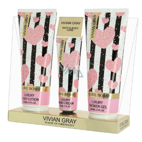 Vivian Gray Love Bomb body lotion 100 ml + shower gel 100 ml + hand cream 30 ml, cosmetic set