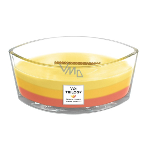 WoodWick Trilogy Tropical Sunrise - Tropical sunrise scented candle with wooden wide wick and boat lid 453 g
