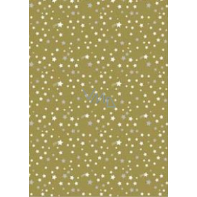 Ditipo Gift wrapping paper 70 x 200 cm Christmas golden white and silver stars