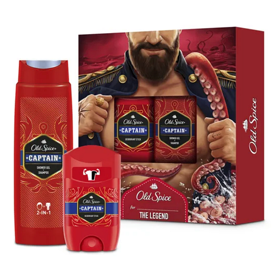 Old Spice Captain deodorant stick 50 ml + shower gel 250 ml, cosmetic set for men