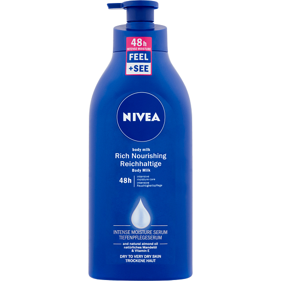 Nivea Body Milk Rich nourishing body lotion for very dry skin with a 625 ml pump