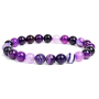 Agate purple bracelet elastic natural stone, ball 8 mm / 16 - 17 cm
