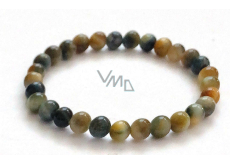 Tiger eye multi color bracelet elastic natural stone, ball 6 mm / 16-17 cm, stone of the sun and earth, brings luck and wealth