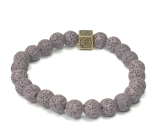 Lava soft purple with royal mantra Om, bracelet elastic natural stone, ball 8 mm / 16-17 cm, born of the four elements