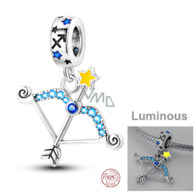 Sterling Silver 925 Luminous - Zodiac Sign Sagittarius, Bracelet Pendant