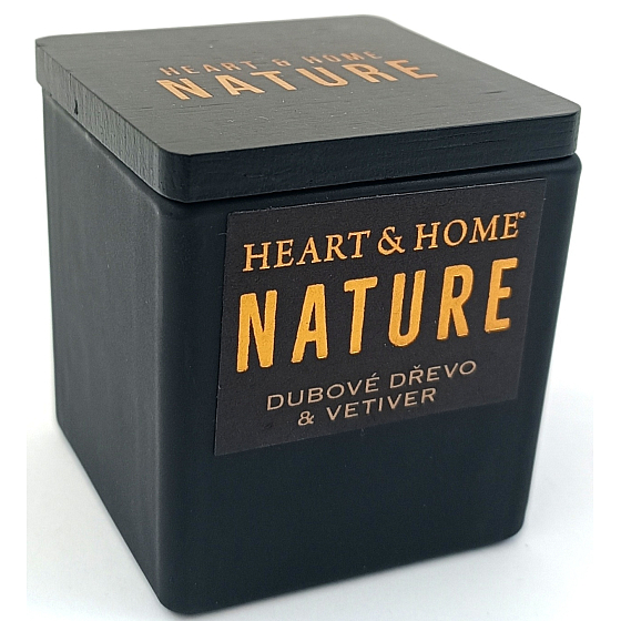 Heart & Home Nature Oak wood and vetiver scented candle glass, burning time up to 20 hours 80 g