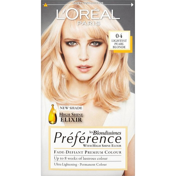 Loreal Paris Préférence Blondissimes hair color B04 very light blond pearl