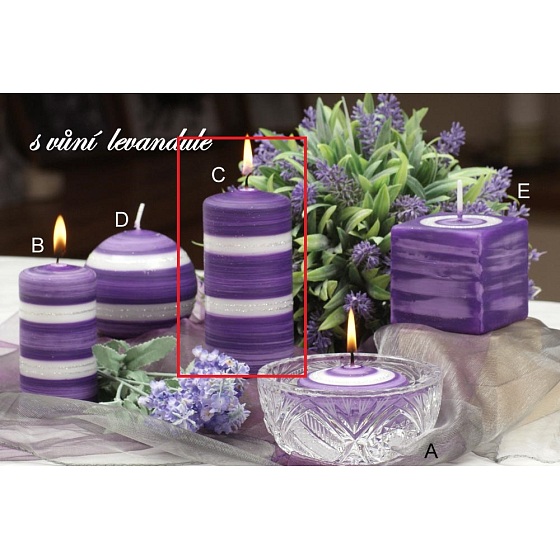 Lima Winter glitter Lavender scented candle cylinder 60 x 120 mm 1 piece
