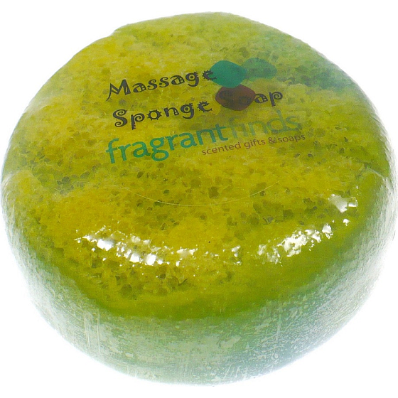Fragrant Cocoa Glycerine massage soap with a sponge filled with the scent of Channel Coco perfume in green-yellow 200 g