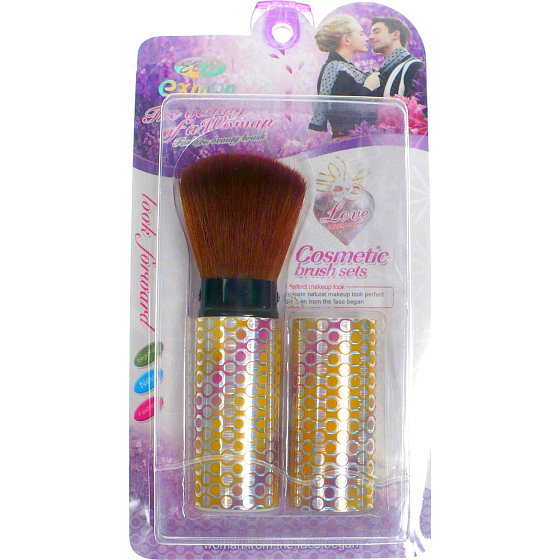 EBM Exmon Cosmetic brush with synthetic bristles for powder gold and pink 11,5 cm